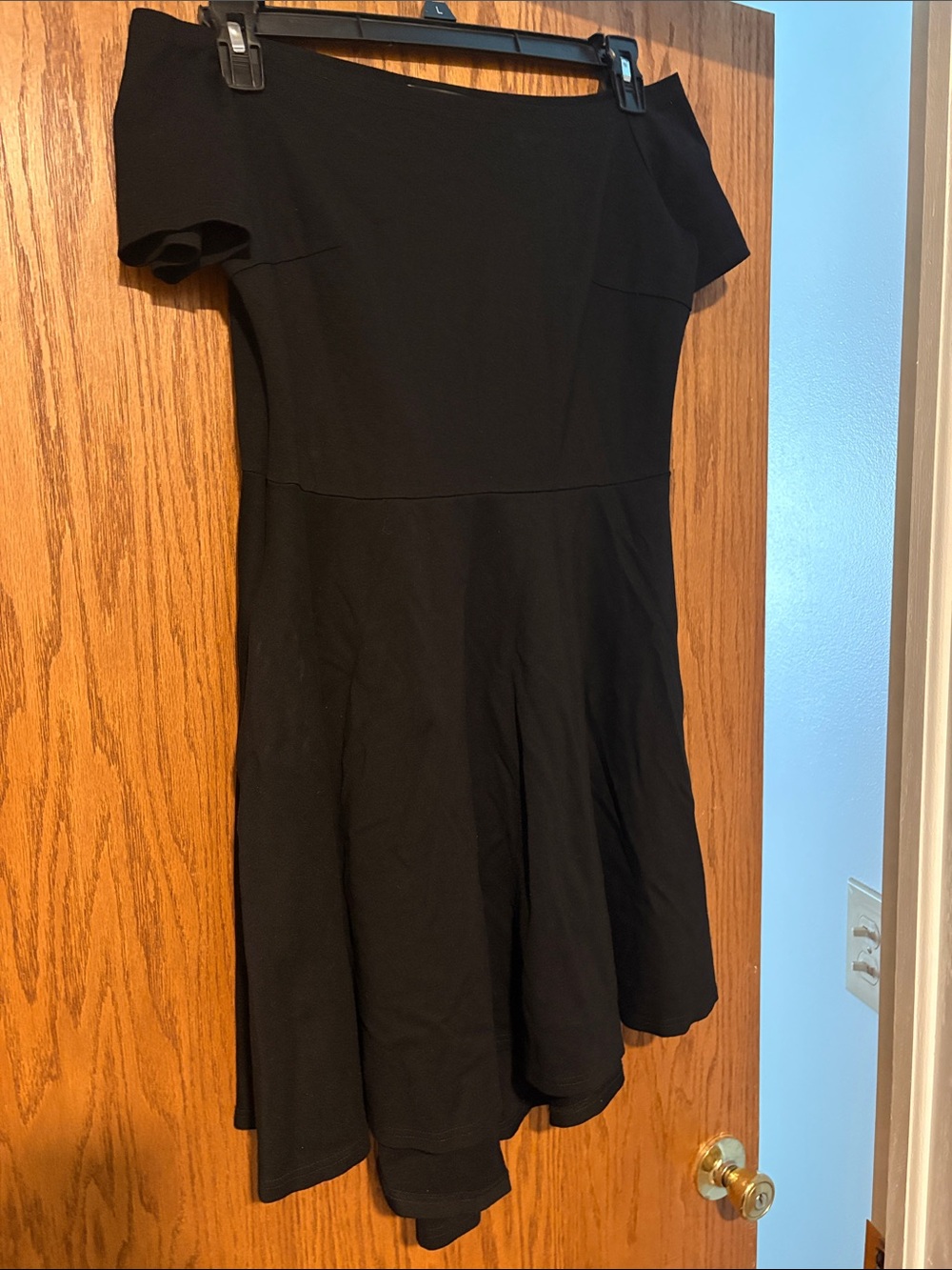 Off-Shoulder Black High-Low Dress